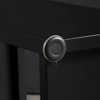 Modern White Stone Top Black Metal Bar Table with Storage
