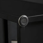 Modern White Stone Top Black Metal Bar Table with Storage