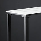 Modern White Stone Top Black Metal Bar Table with Storage
