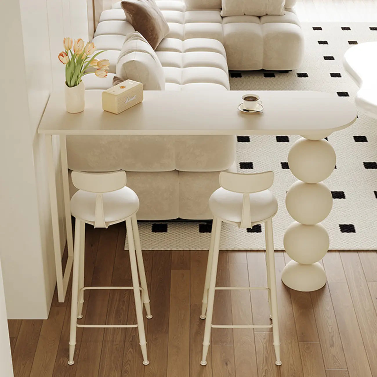 Modern Free Form White Stone Iron Bar Tables