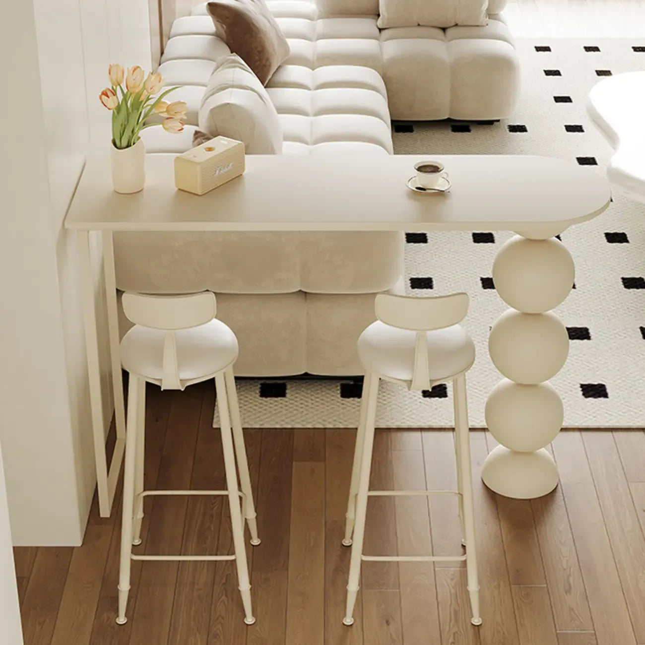 Modern Free Form White Stone Iron Bar Tables