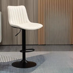 Modern Leather Upholstered Swivel Bar Stools Height Adjustable