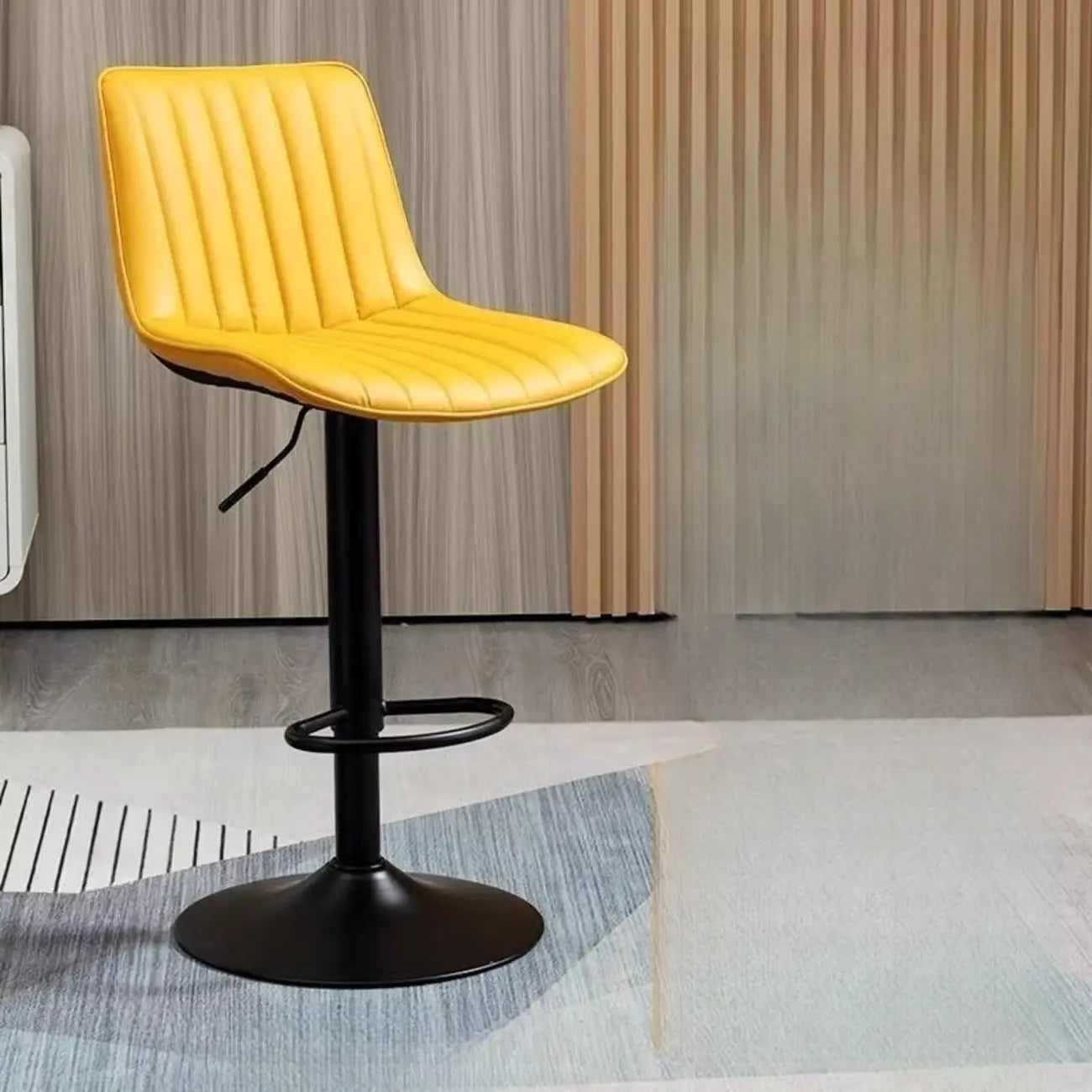 Modern Leather Upholstered Swivel Bar Stools Height Adjustable