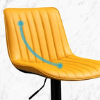 Modern Leather Upholstered Swivel Bar Stools Height Adjustable