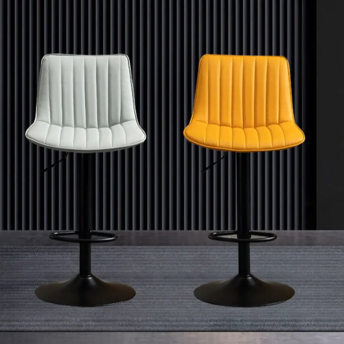 Modern Leather Upholstered Swivel Bar Stools Height Adjustable
