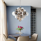 Contemporary Cluster Grey Globe Glass Chandelier