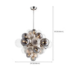 Contemporary Cluster Grey Globe Glass Chandelier
