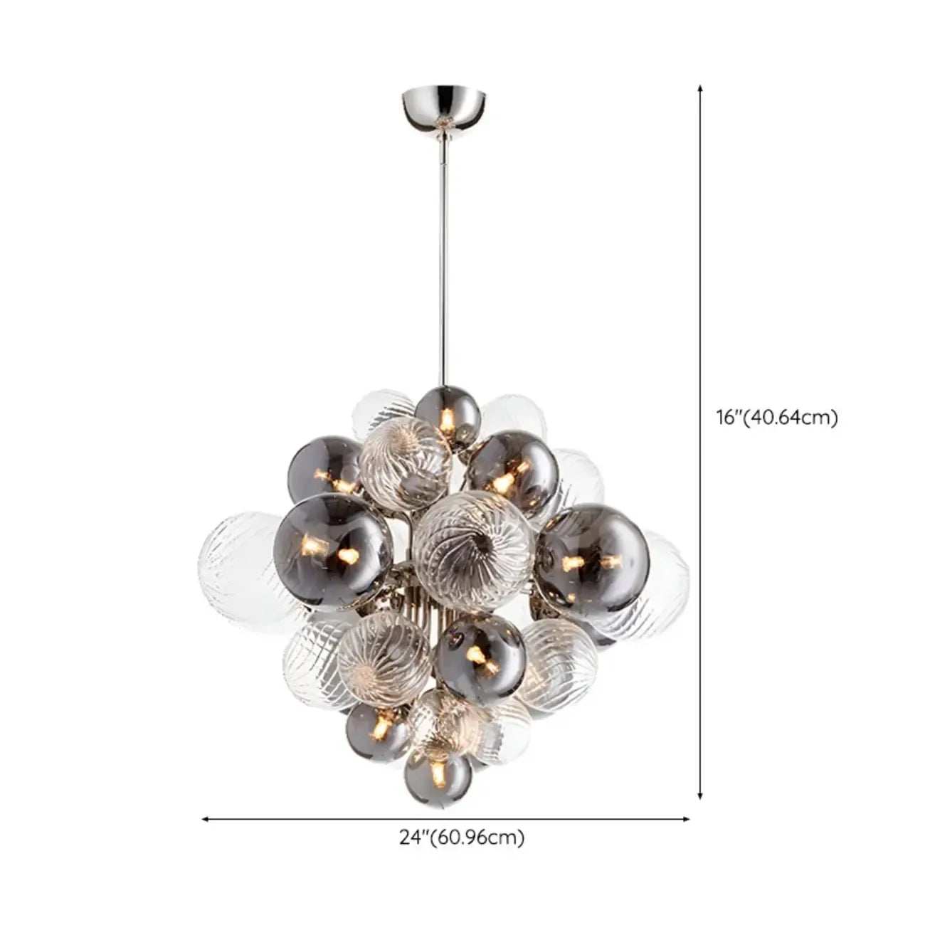 Contemporary Cluster Grey Globe Glass Chandelier