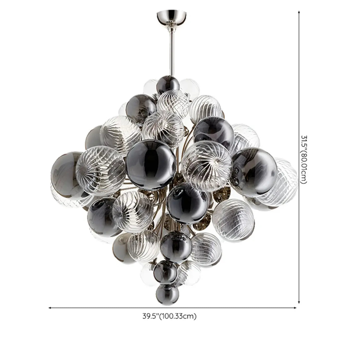 Contemporary Cluster Grey Globe Glass Chandelier
