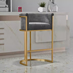 Glam Gold Sled Velvet Upholstered Bar Stool