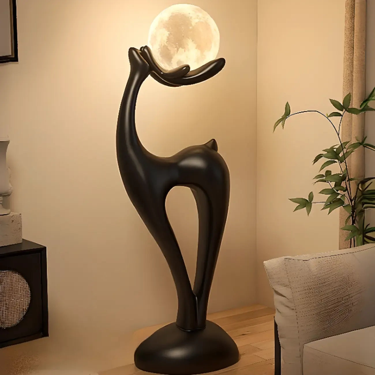 3 Color Light Deer-Shaped LED Floor Lamp for Bedroom Decor