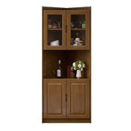 Classic Nut-Brown Wood Groove Handle Corner Storage Cabinet