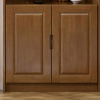 Classic Nut-Brown Wood Groove Handle Corner Storage Cabinet