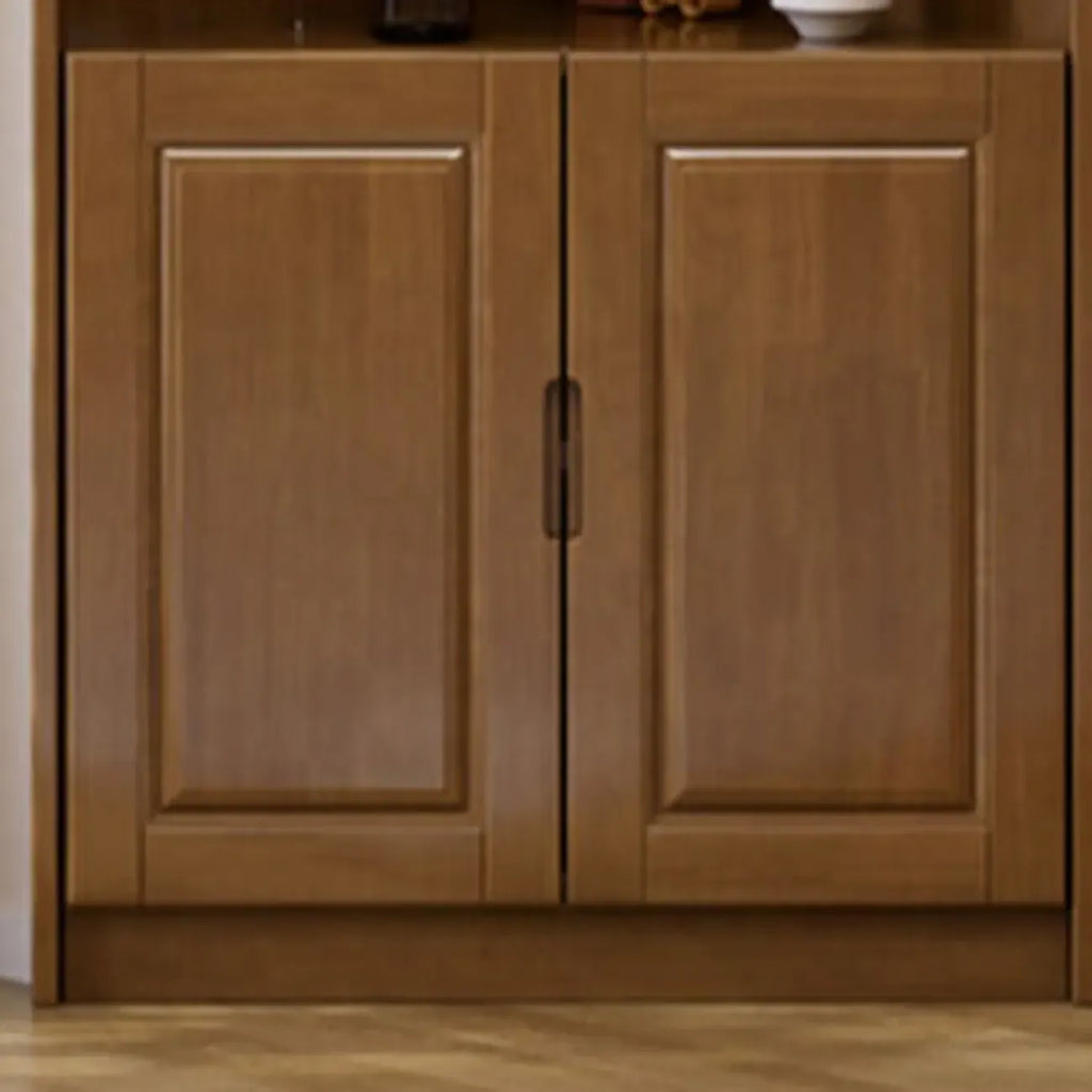 Classic Nut-Brown Wood Groove Handle Corner Storage Cabinet
