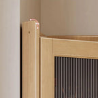 Classic Nut-Brown Wood Groove Handle Corner Storage Cabinet