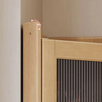 Classic Nut-Brown Wood Groove Handle Corner Storage Cabinet