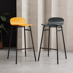 Minimalist Plastic Bar Stools with Metal Frame
