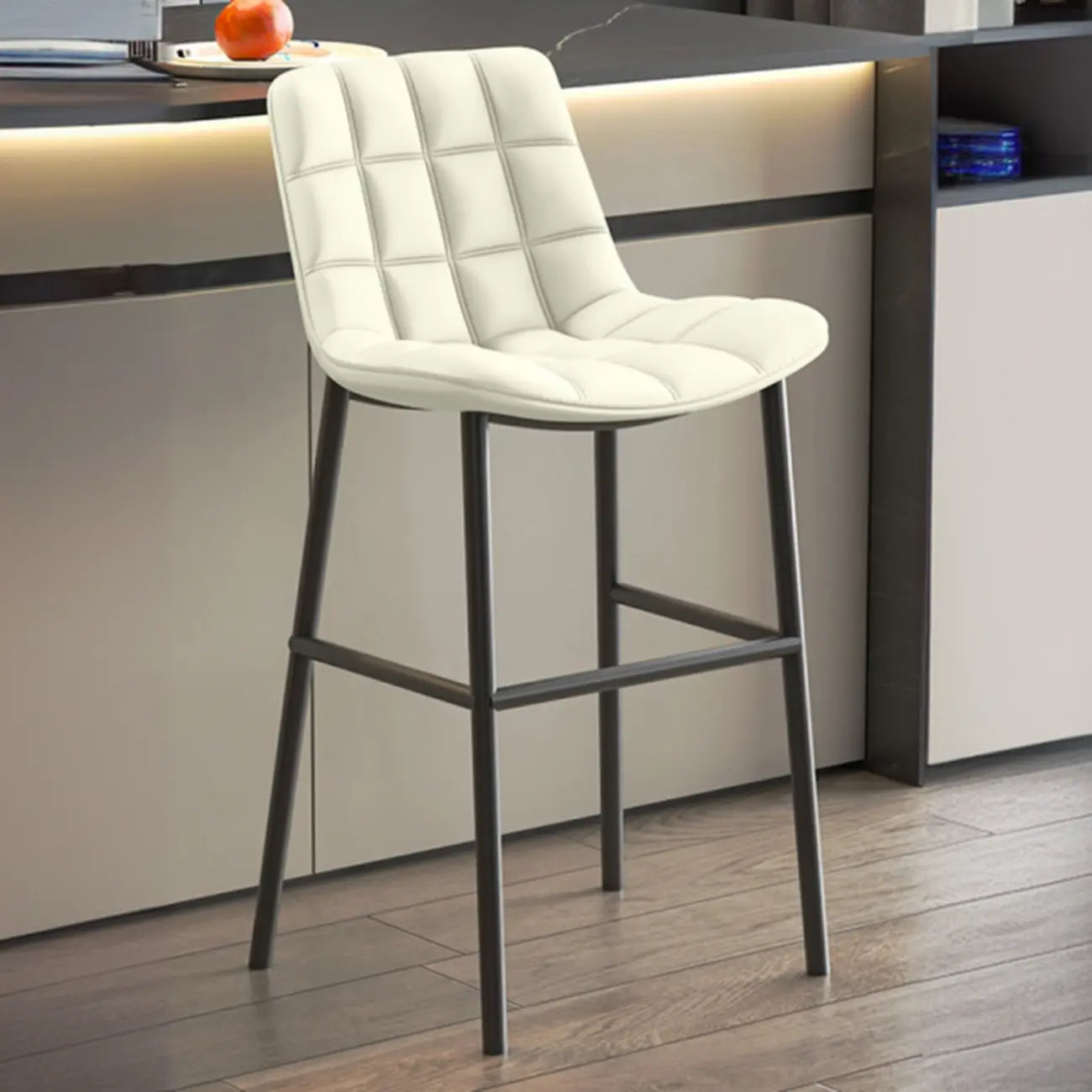 Concave Modern Low Back Leather Counter Bar Stools
