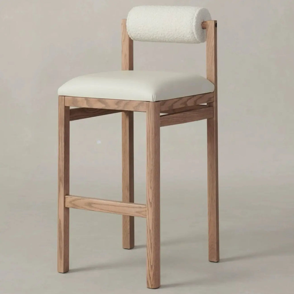 Contemporary White Upholstered Wooden Frame Counter Stools
