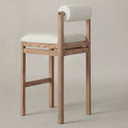 Contemporary White Upholstered Wooden Frame Counter Stools