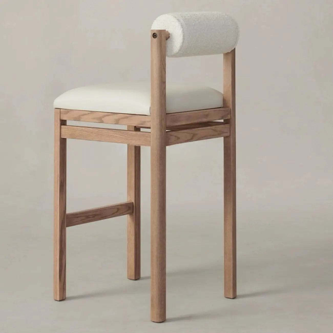 Contemporary White Upholstered Wooden Frame Counter Stools