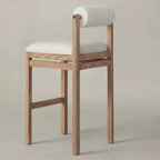 Contemporary White Upholstered Wooden Frame Counter Stools