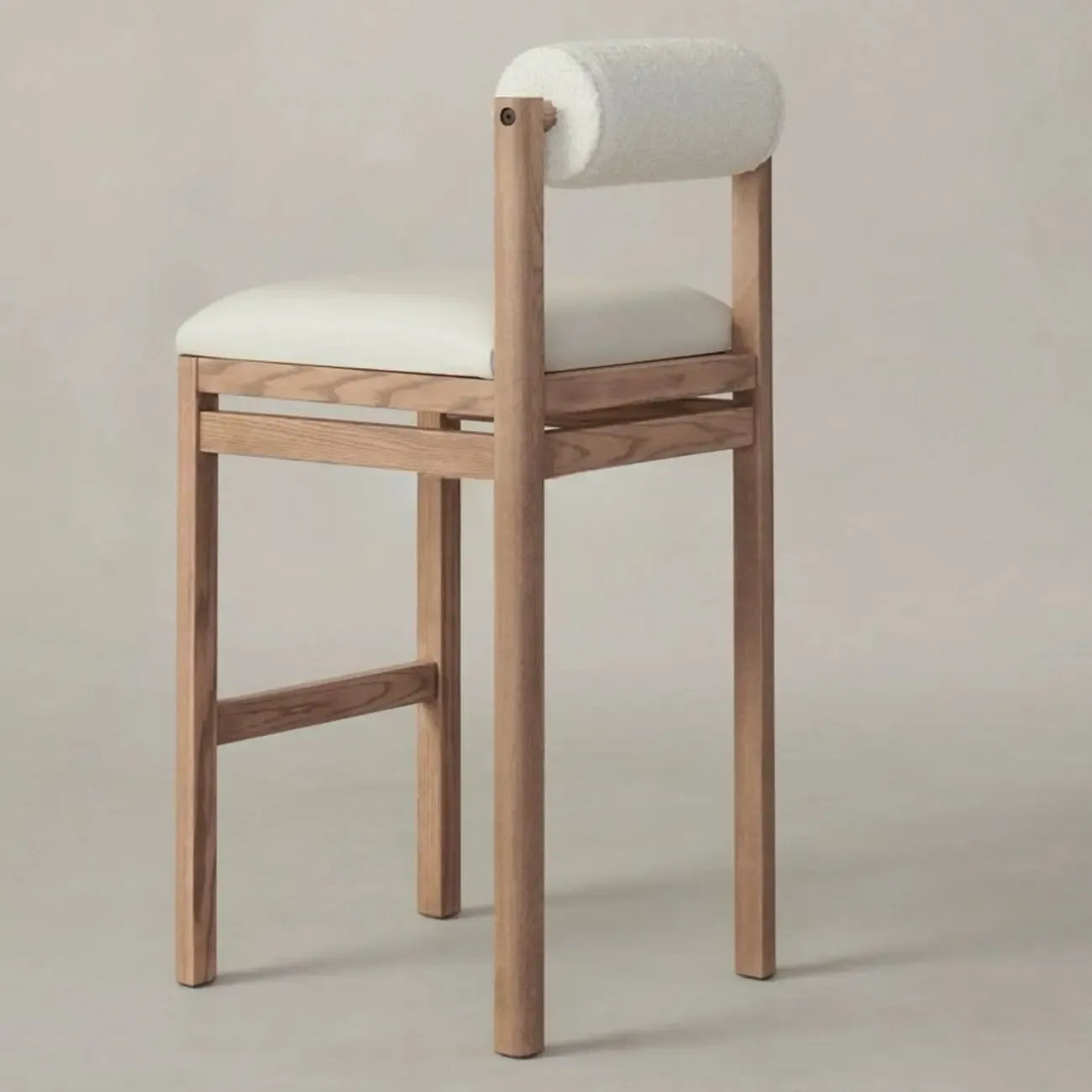Contemporary White Upholstered Wooden Frame Counter Stools