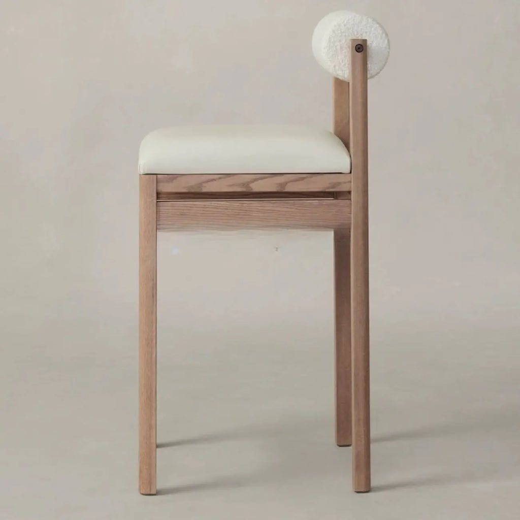 Contemporary White Upholstered Wooden Frame Counter Stools