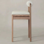 Contemporary White Upholstered Wooden Frame Counter Stools