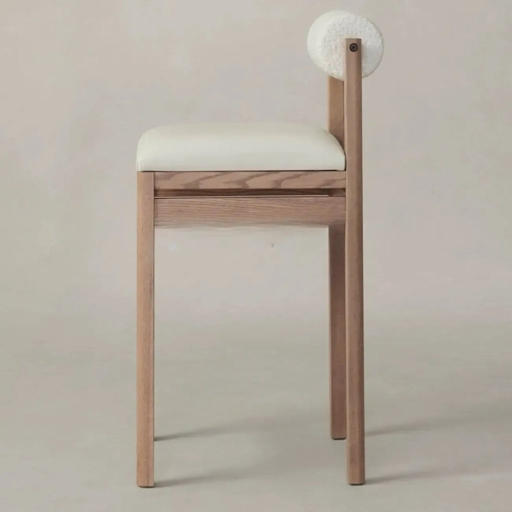 Contemporary White Upholstered Wooden Frame Counter Stools