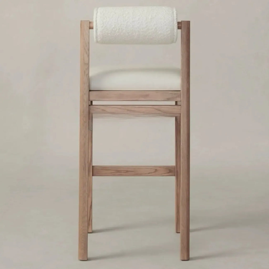 Contemporary White Upholstered Wooden Frame Counter Stools