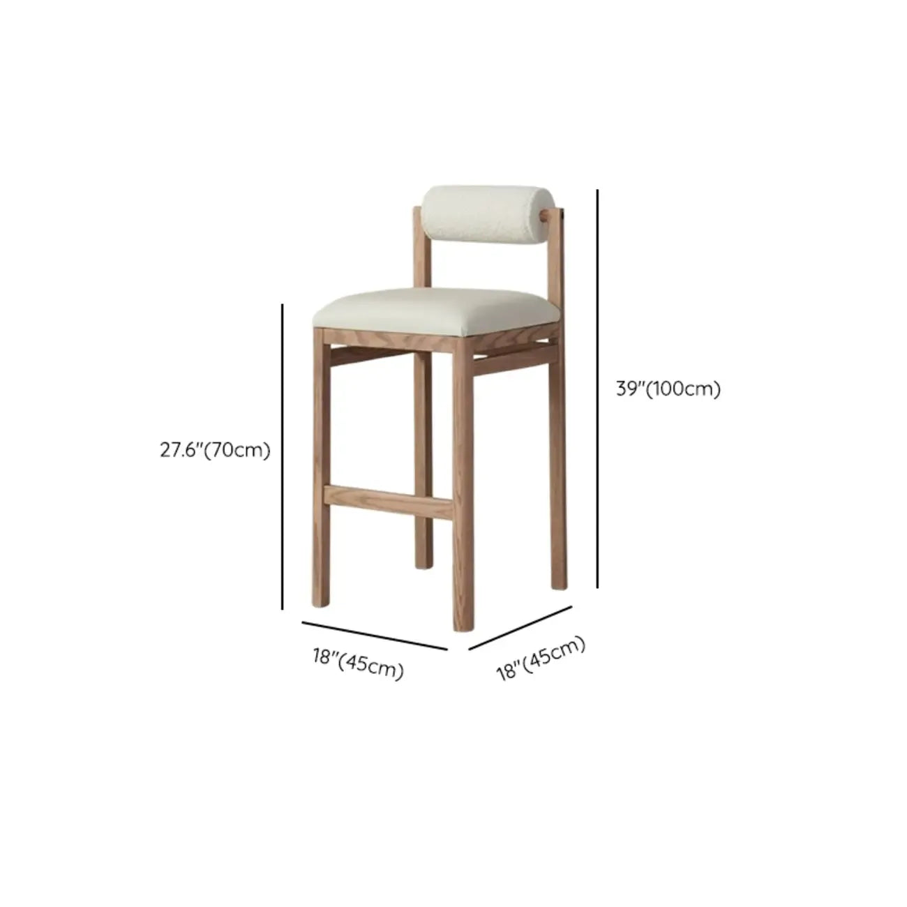 Contemporary White Upholstered Wooden Frame Counter Stools