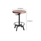 Adjustable Height Industrial Wood Iron Pedestal Bar Table