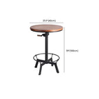 Adjustable Height Industrial Wood Iron Pedestal Bar Table