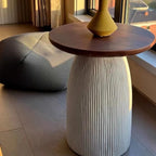 Living Room Brown Round Pedestal End Table