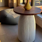 Living Room Brown Round Pedestal End Table
