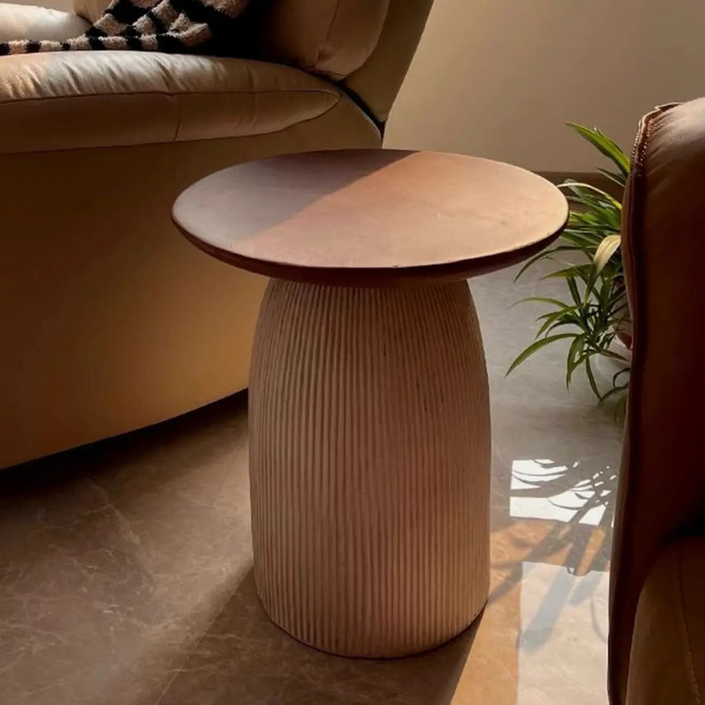 Living Room Brown Round Pedestal End Table
