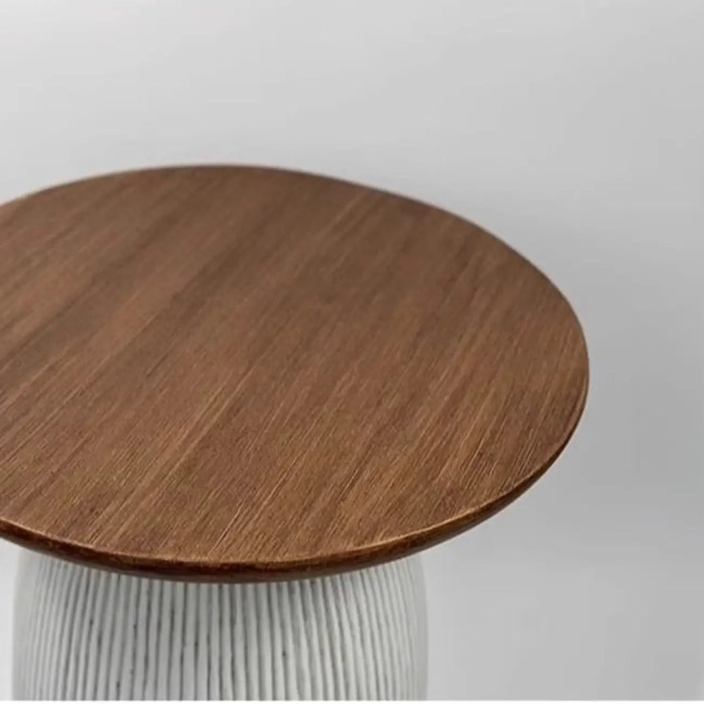 Living Room Brown Round Pedestal End Table