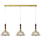 3-Light Modern Floral Glass Gold Island Pendant Light for Kitchen