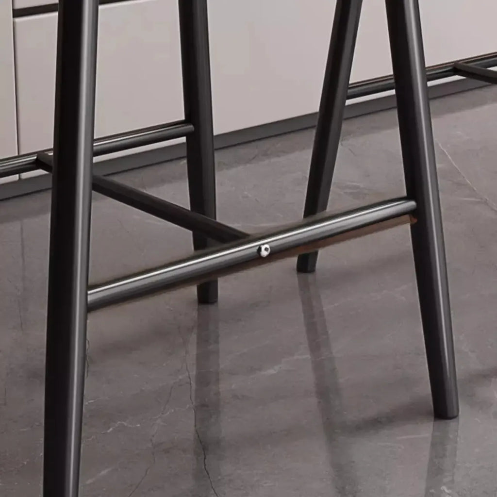 Modern Off-White Leather Curved Back Counter Bar Stools