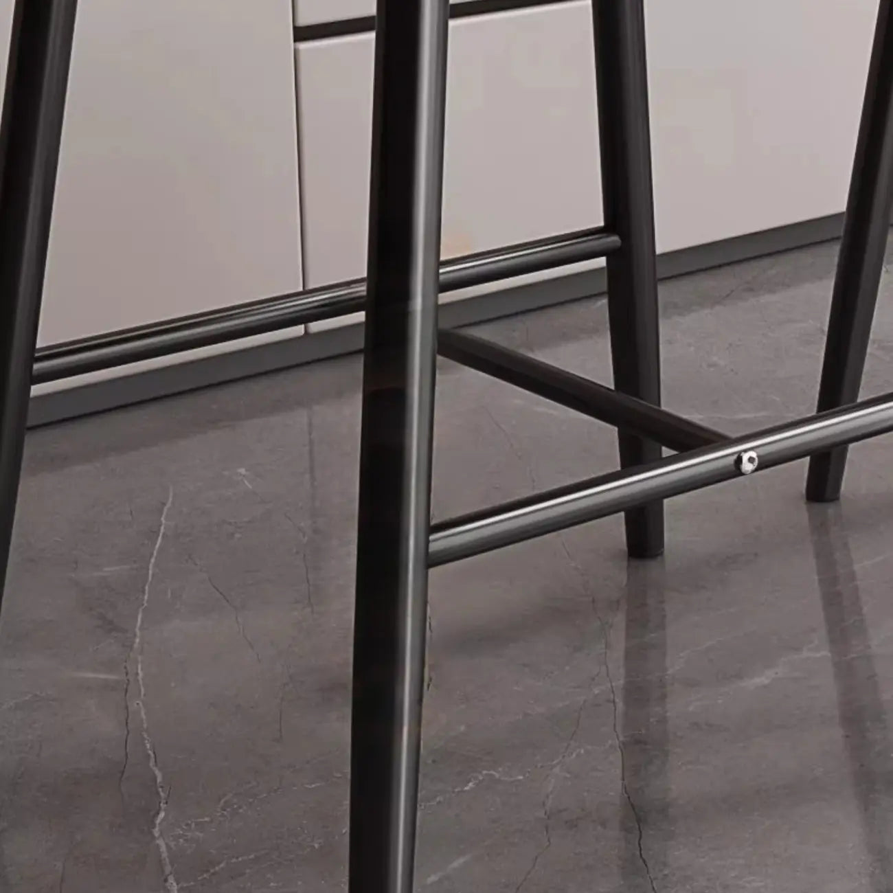 Modern Off-White Leather Curved Back Counter Bar Stools