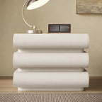 Modern Bedside Table with 3 Drawers in Off-White