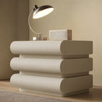 Modern Bedside Table with 3 Drawers in Off-White