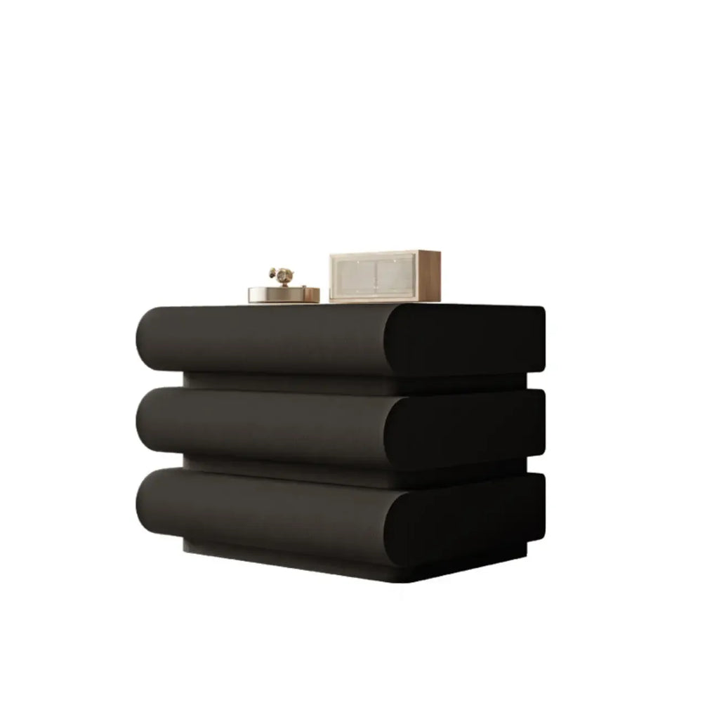 Modern Bedside Table with 3 Drawers in Off-White