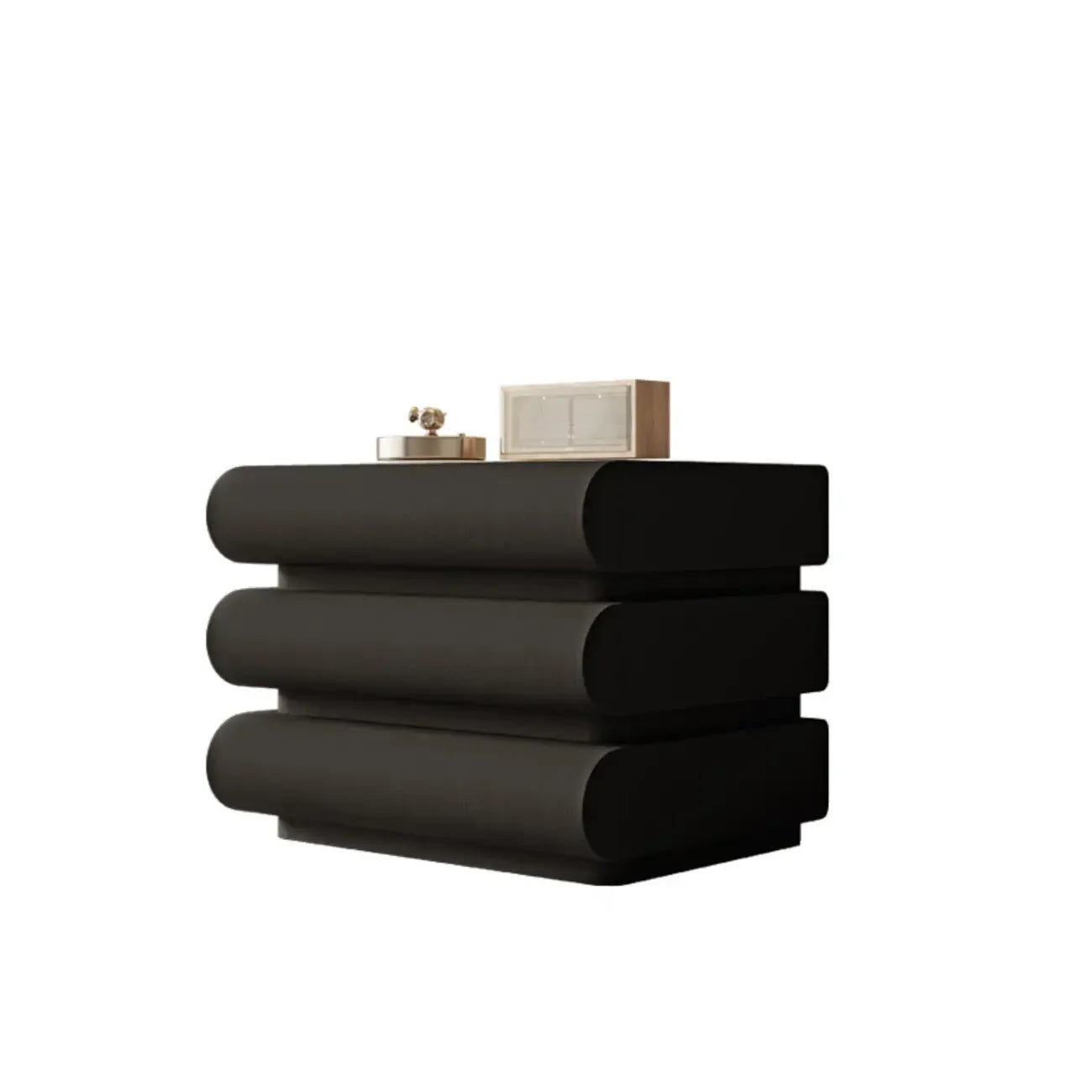 Modern Bedside Table with 3 Drawers in Off-White