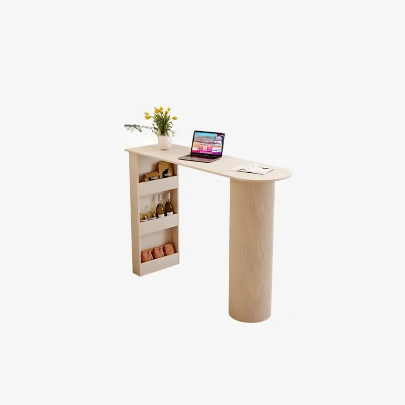 Modern Free Form White Stone Metal 3-Tier Shelf Bar Tables