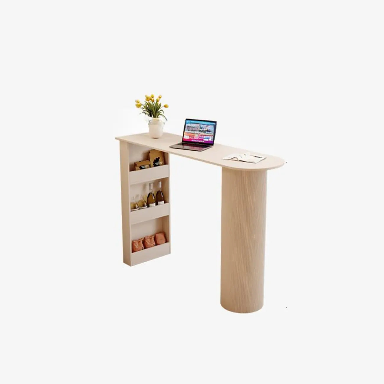 Modern Free Form White Stone Metal 3-Tier Shelf Bar Tables
