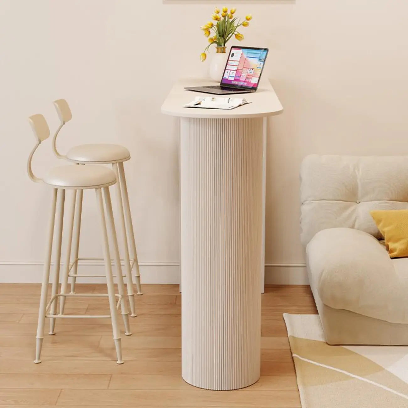 Modern Free Form White Stone Metal 3-Tier Shelf Bar Tables