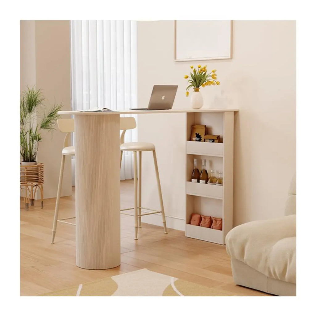 Modern Free Form White Stone Metal 3-Tier Shelf Bar Tables