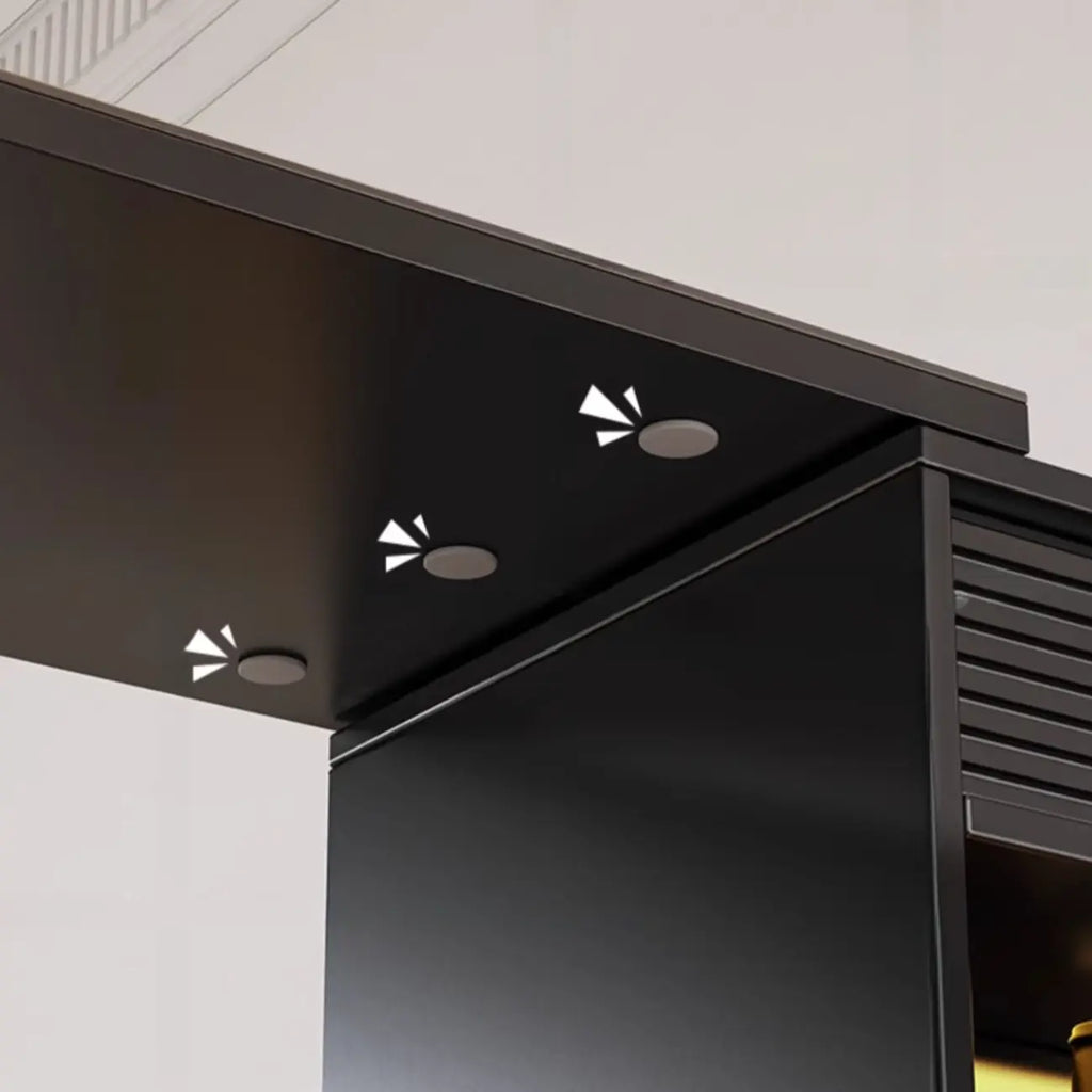 Modern Black Wood Convertible Space-Saving Storage Bar Tables
